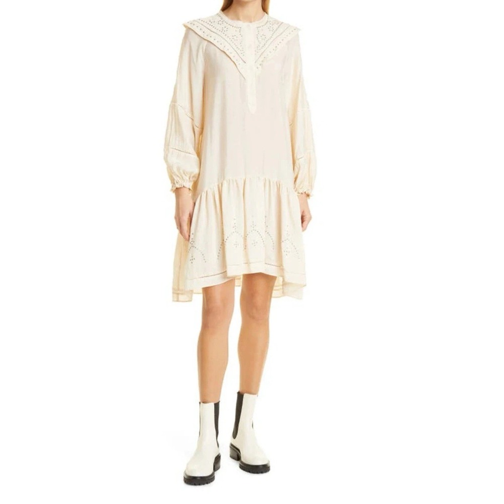 MUNTHE Capture Studded Drop Waist Long Sleeve Dress SIZE 36 Victorian Grunge